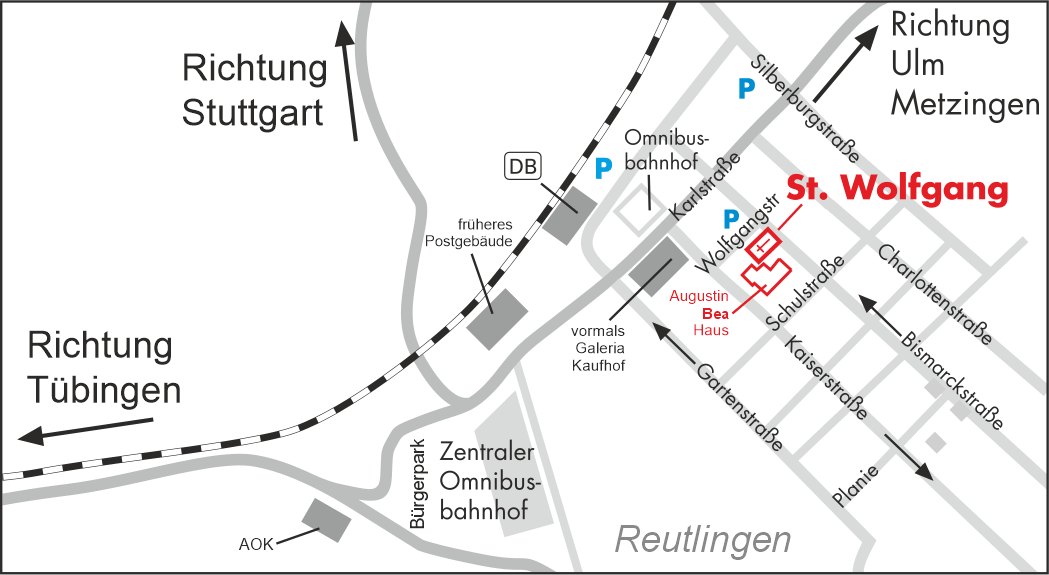Anfahrtskizze St. Wolfgang Reutlingen und BEA-Haus