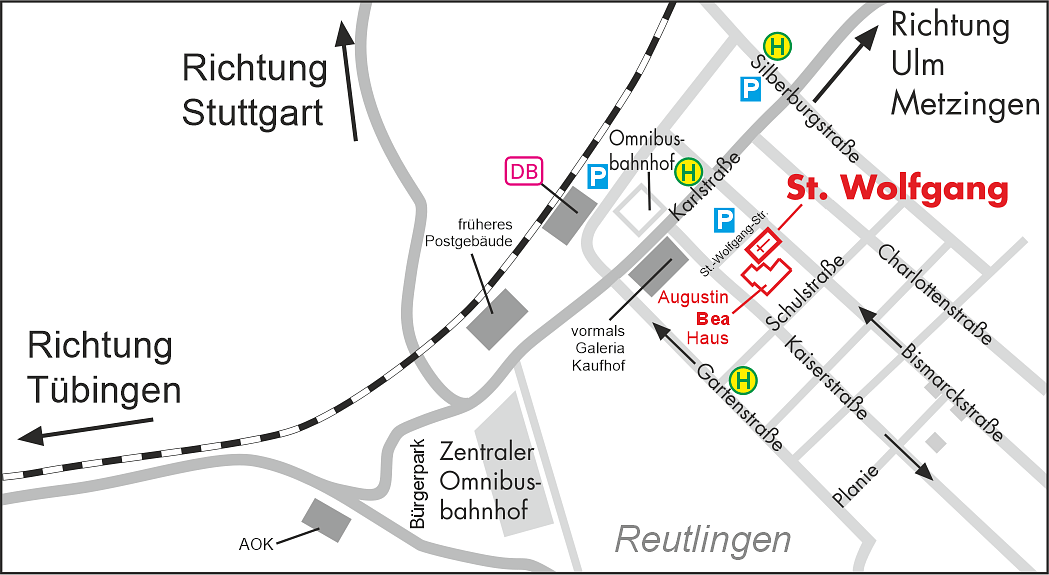 Anfahrtskizze St. Wolfgang Reutlingen und BEA-Haus